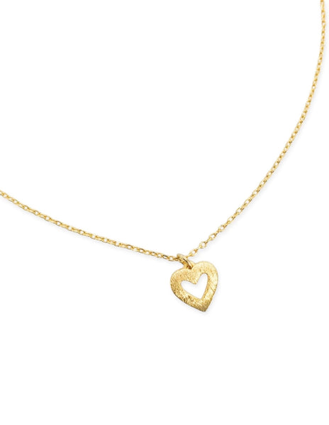 Brushed Gold Open Heart Necklace