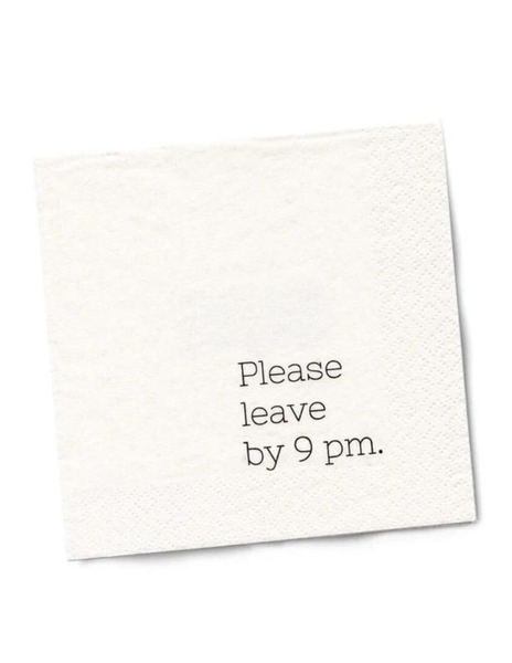 'Please Leave By 9pm' Cocktail Napkins