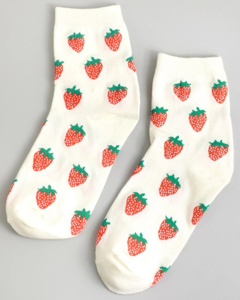 Strawberry Fruit Print Socks